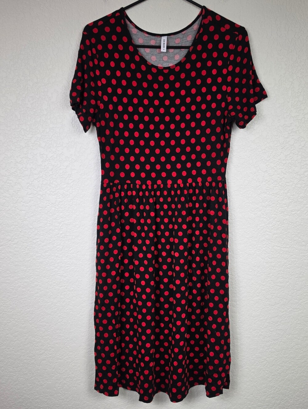 DB Moon Black Red Medium Polka Dot Fit Flare Dress